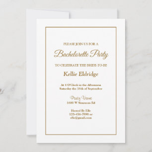 White Simple Framed Bachelorette Party Invitation