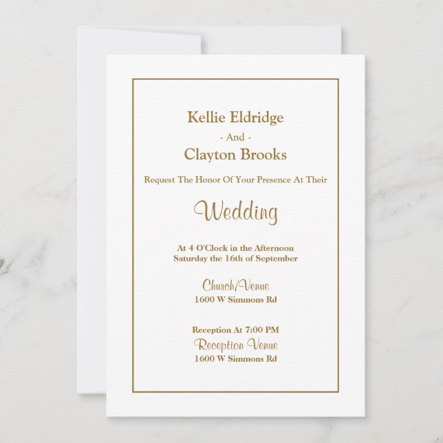White Simple Framed Wedding Invitation (Front)