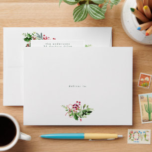 White Simple Green Red Christmas Holiday Envelope