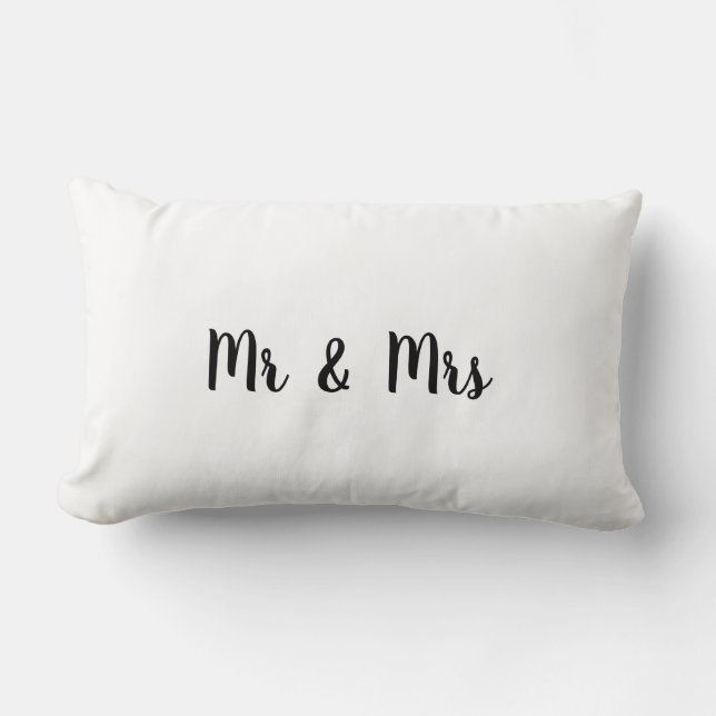 white simple minimal text style wedding lumbar cushion (Front)