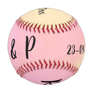 white simple minimal text style wedding pink yello baseball