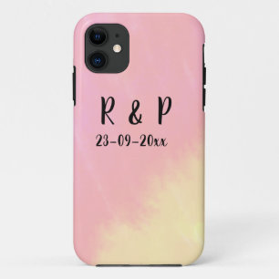 white simple minimal text style wedding pink yello Case-Mate iPhone case