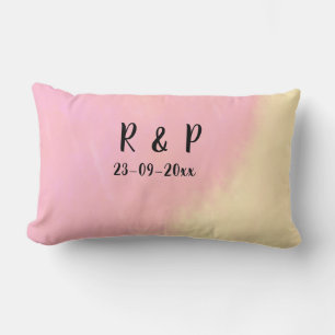 white simple minimal text style wedding pink yello lumbar cushion