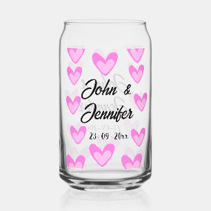 white simple minimal text style wedding pinkheart  can glass