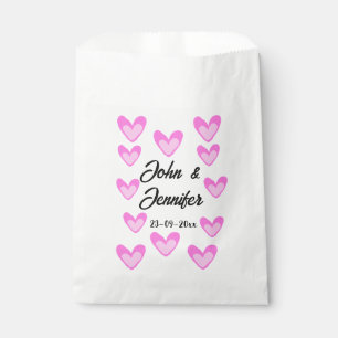 white simple minimal text style wedding pinkheart favour bags