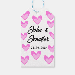 white simple minimal text style wedding pinkheart  gift tags