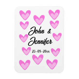 white simple minimal text style wedding pinkheart magnet