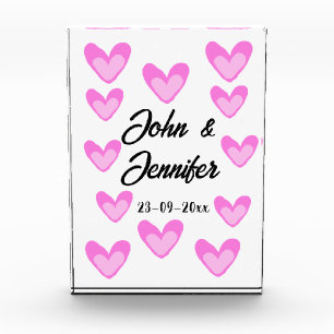 white simple minimal text style wedding pinkheart photo block