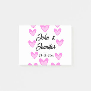 white simple minimal text style wedding pinkheart post-it notes