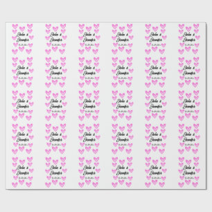 white simple minimal text style wedding pinkheart wrapping paper