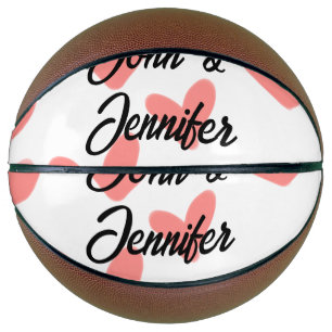 white simple minimal text style wedding red heart basketball