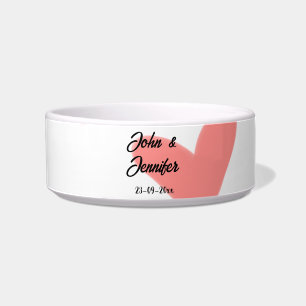 white simple minimal text style wedding red heart bowl