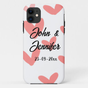 white simple minimal text style wedding red heart  Case-Mate iPhone case