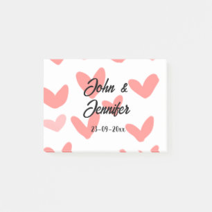 white simple minimal text style wedding red heart post-it notes