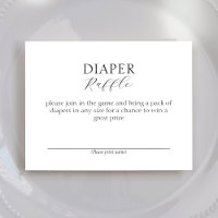 White Simple Minimalist Baby Shower Diaper Raffle