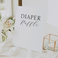 White Simple Minimalist Baby Shower Diaper Raffle