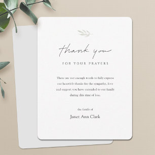 White Simple Minimalist Funeral Thank You Card