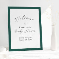White Simple Minimalist Script Baby Shower Welcome