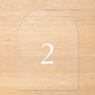 White Simple Modern Acrylic Arch Table Number