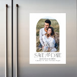 White | Simple Modern Arch Photo Save the Date Magnetic Invitation<br><div class="desc">Announce your wedding date in style with our modern photo save the date magnet. The simple save the date magnet features your engagement photo inside of a white arch frame. "Save the Date" is displayed in black modern serif and script fonts. Personalise the save the date photo magnet by adding...</div>