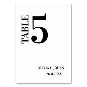 White Simple Modern Elegance Wedding Table Number
