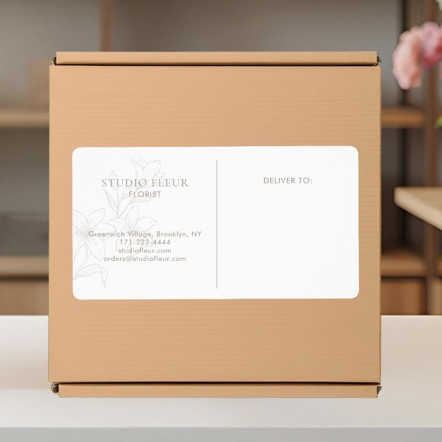 White | Simple Modern Florist Shipping Labels (Creator Uploaded)