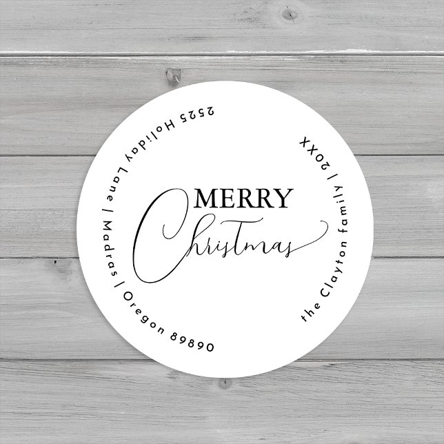 White Simple Modern Merry Christmas Envelope Seals (Creator Uploaded)