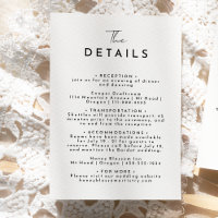 White Simple Modern Script Wedding Details
