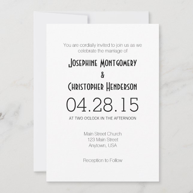 White Simple Modern Wedding Invitation (Front)