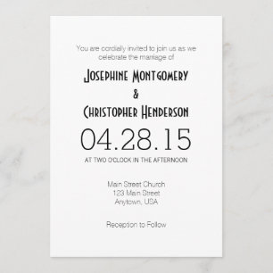 White Simple Modern Wedding Invitation