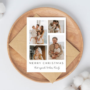 White Simple Photo Collage Merry Christmas Card
