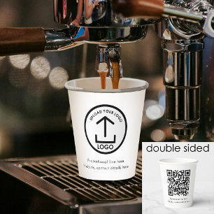 White Simple Professional Business Logo QR Code Paper Cups