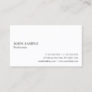 White Simple Professional Plain Elegant Modern Business Card