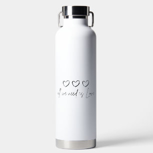 White Simple Valentine Water Bottle