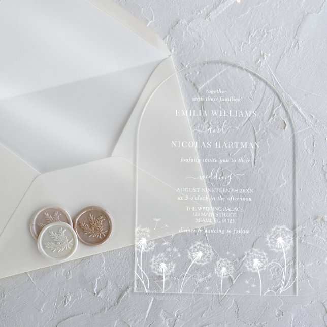 White Simple Wildflower Wedding Acrylic Invitations (Creator Uploaded)