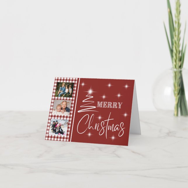 White Simplistic Merry Christmas Tree  Card (Front)