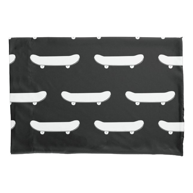 White Skateboard Monochromatic Black Skater Urban Pillowcase (Front)