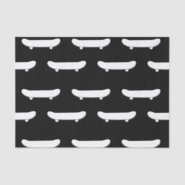 White Skateboard Monochromatic Black Skater Urban Tissue Paper (Front)