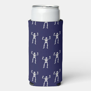 White skeleton man on blue seltzer can cooler