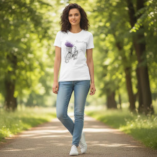 White Sketch Bike with Lavender No Underbase T-Shirt