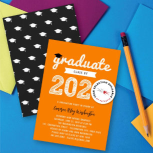White Sketch Graduate Cap Class Of 2024 Grad Party Invitation