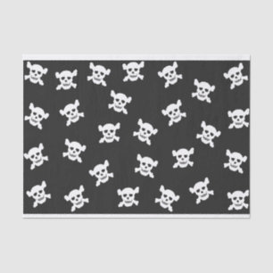 White Skull and Crossbone on Black Tissue Paper