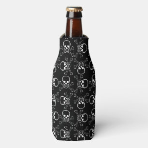 White Skull and Crossbones graphic Pattern Bottle Cooler