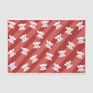 White Skull and Crossbones on Red Stripes Tissue Paper