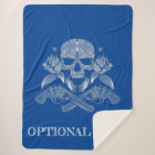 White Skull, Flowers and Guns on Blue