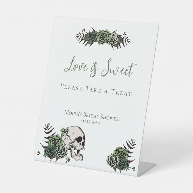 White Skull Roses Irish Bridal Shower Favours Sign (Front)