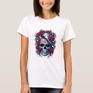 White skull shirt with red flowers