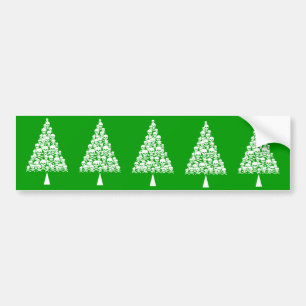White Skully Xmas Tree Bumper Sticker
