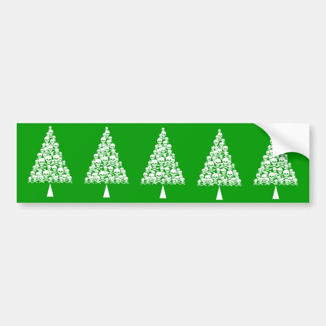 White Skully Xmas Tree Bumper Sticker (Front)