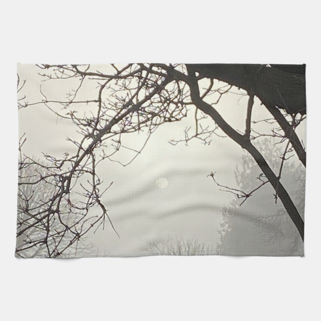 White Sky And Sun Dramatically Framed By Trees  Tea Towel (Horizontal)